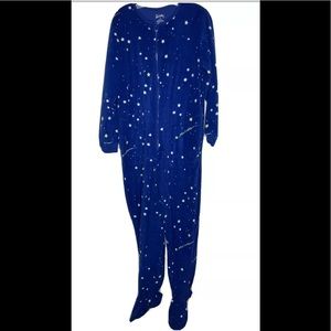 Nick & Nora Fleece Blue One Piece Zip Pajamas Stars
